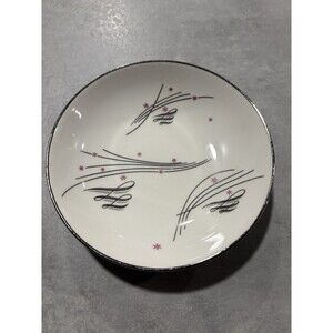Futura Serenade Ceramic Bowl, White/Black/Pink, Round Glossy Finish